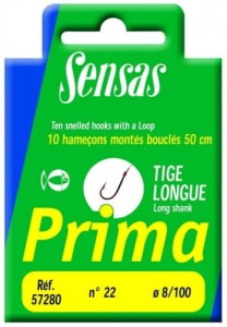 HACZYKI SENSAS PRIMA TIGE LONGUE Z PRZYPONEM 50CM 0,8MM NR20 SZT 10