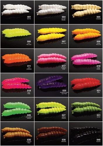 PRZYNĘTA SZTUCZNA LIBRA LURES KUKOLKA 42 MM KOLOR 026 HOT APPLE GREEN ZAPACH SERA- SŁOIK