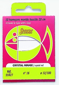 HACZYKI SENSAS CRYSTAL ROUGE Z PRZYPONEM 0,08MM NR18 SZT10