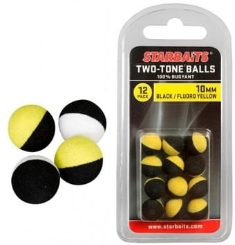 KULKI SZTUCZNE POP UP STARBAITS TWO-TONE BALLS BLACK/FLUORO YELLOW 10MM 12SZT