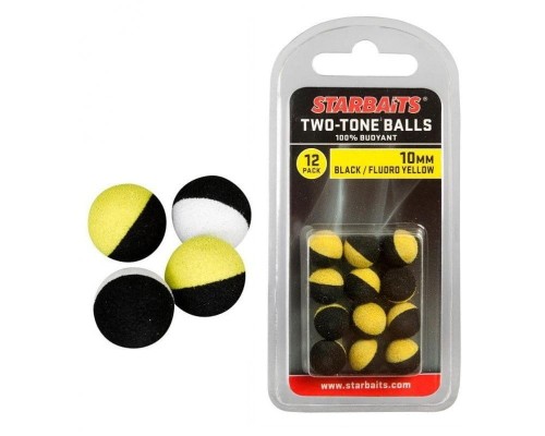 KULKI SZTUCZNE POP UP STARBAITS TWO-TONE BALLS BLACK/WHITE 10MM 12SZT