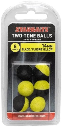 KULKI SZTUCZNE POP UP STARBAITS TWO-TONE BALLS BLACK/FLUORO YELLOW 14MM 6SZT