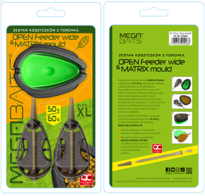 ZESTAW KOSZYKÓW MEGABAITS DO METODY Z FOREMKĄ OPEN FEEDER WIDE 2SZT+ 1SZT XL 50G+60G