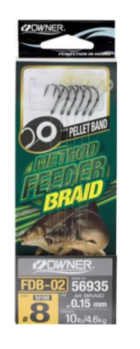 PRZYPON OWNER METHOD FEEDER FDB-02 HACZYK 8+PLECIONKA 0,15 MM 10CM Z GUMKĄ