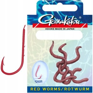 HACZYKI Z PRZYPONEM GAMAKATSU RED WORM #6 0,22 45CM 5260R