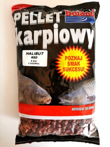 PELLET KARPIOWY BOLAND 1KG HALIBUT RED Z DZIURKĄ