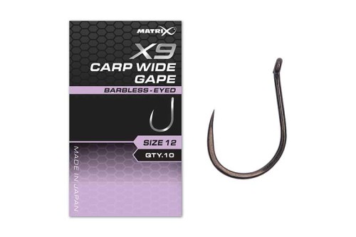 HACZYKI MATRIX X9 CARP WIDE GAPE BARBLESS EYED #10