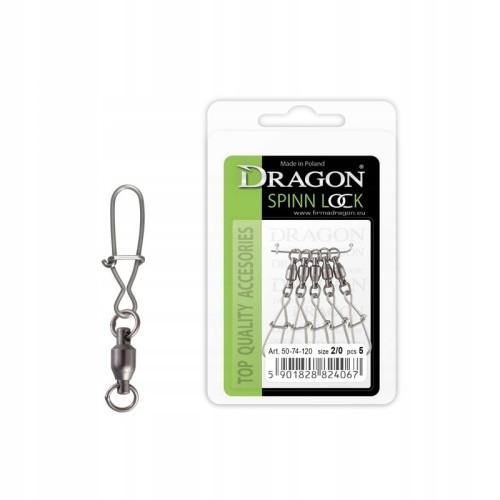 AGRAFKA DRAGON SPIN LOCK Z KRĘTLIKIEM ŁOŻYSKOWYM NR.2/0-45,5MM 40KG 5SZT