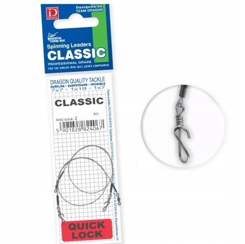 PRZYPON DRAGON QUICK LOCK 1X7 SURFLON 9KG CLASSIC 35CM 2SZT/OPAK