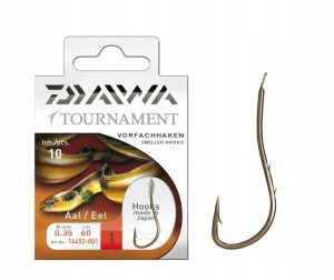 HACZYKI Z PRZYPONEM DAIWA TOURNAMENT WĘGORZ NR.1/0.35MM/60CM 10SZT