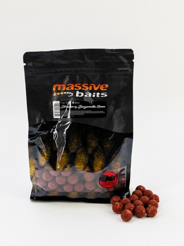 KULKI ZANĘTOWE MASSIVE BAITS SPECIAL BOILES STRAWBERRY BERGAMOTTA ROBIN RED 18MM 1KG